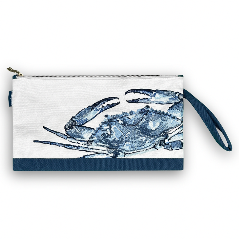 Blue Crab Wristlet Bag