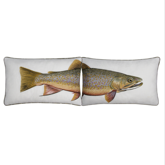 Brook Trout Embroidered Pillow Cover Set