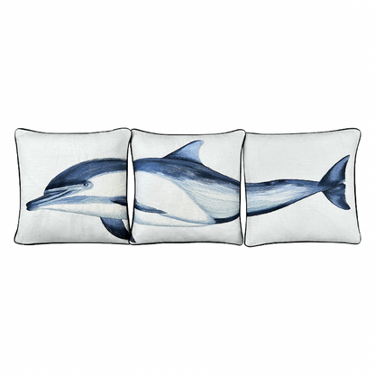 Dolphin 3 Piece Embroidered Pillow Cover Set