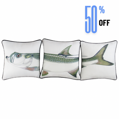 Tarpon "Green" Embroidered Pillow Cover Set