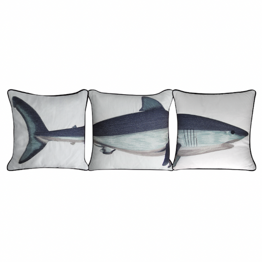 Mako Shark Embroidered Pillow Cover Set