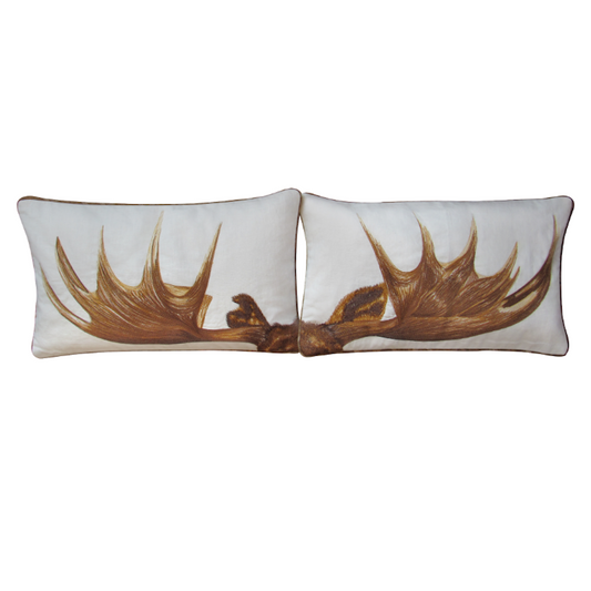 Moose Antler Embroidered Pillow Cover Set