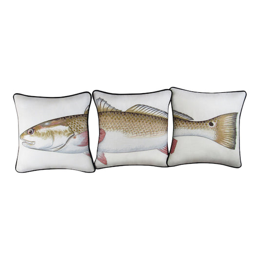 Redfish 3 Piece Embroidered Pillow Cover Set