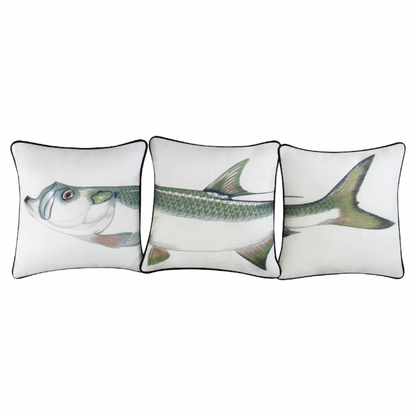 Tarpon "Green" Embroidered Pillow Cover Set