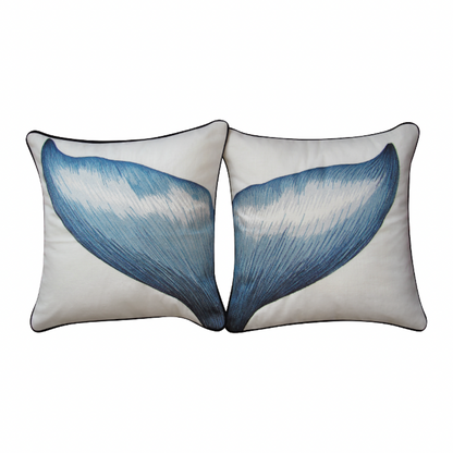 Whale Tail Embroidered Pillow Cover Set