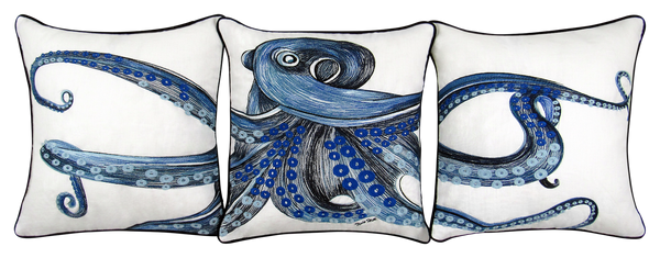 Tide | Hill Octopus 3PC Embroidered Pillow Cover Set